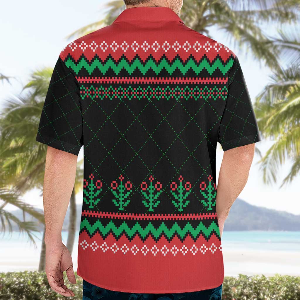 Christmas Cat Hawaiian Shirt with Grumpy Cat in Santa Hat Holiday Lights - Wonder Print Shop