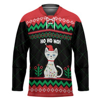 Christmas Cat Hockey Jersey with Grumpy Cat in Santa Hat Holiday Lights - Wonder Print Shop