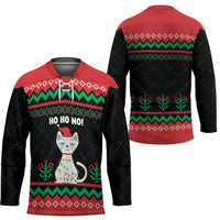 Christmas Cat Hockey Jersey with Grumpy Cat in Santa Hat Holiday Lights - Wonder Print Shop
