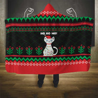 Christmas Cat Hooded Blanket with Grumpy Cat in Santa Hat Holiday Lights - Wonder Print Shop