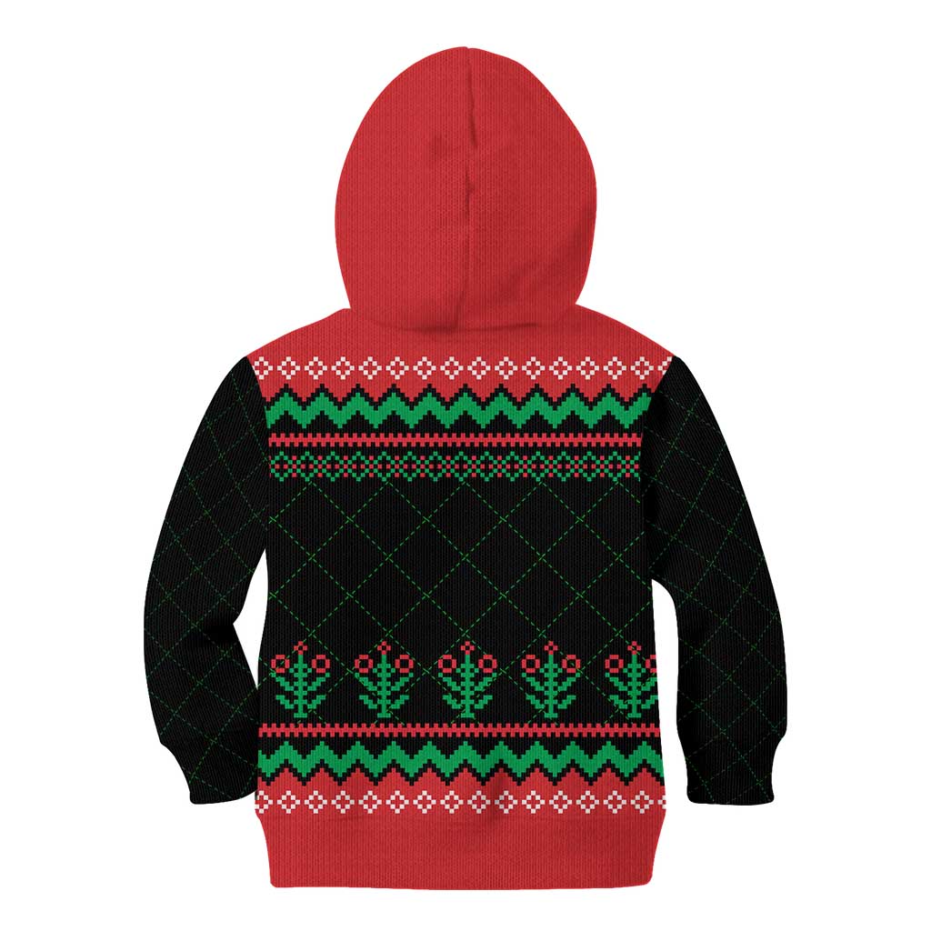 Christmas Cat Kid Hoodie with Grumpy Cat in Santa Hat Holiday Lights - Wonder Print Shop