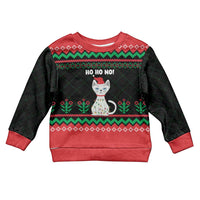 Christmas Cat Kid Ugly Christmas Sweater with Grumpy Cat in Santa Hat Holiday Lights - Wonder Print Shop
