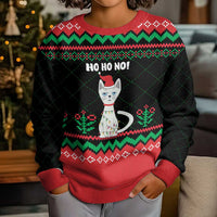 Christmas Cat Kid Ugly Christmas Sweater with Grumpy Cat in Santa Hat Holiday Lights - Wonder Print Shop