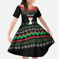 Christmas Cat Kid Short Sleeve Dress with Grumpy Cat in Santa Hat Holiday Lights - Wonder Print Shop