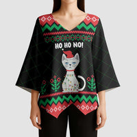 Christmas Cat Kimono Sleeve Blouse with Grumpy Cat in Santa Hat Holiday Lights - Wonder Print Shop