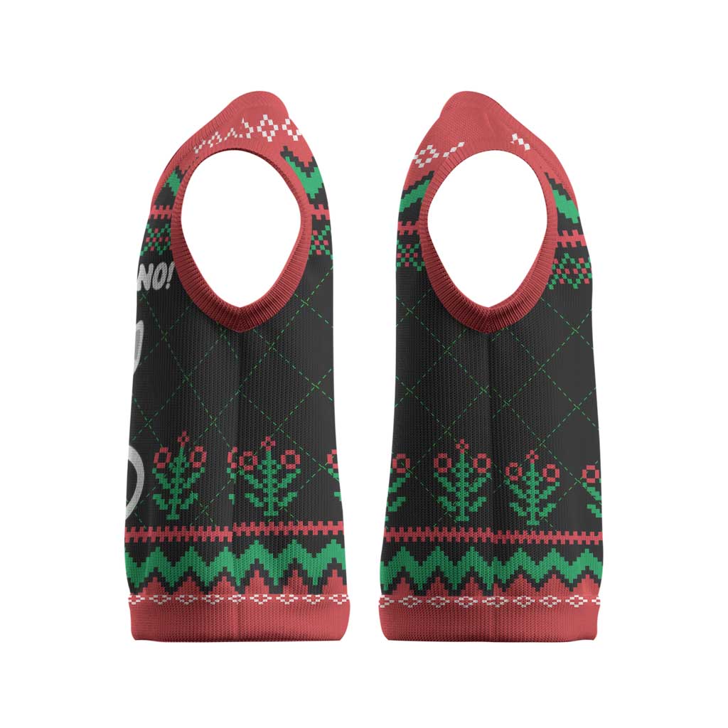 Christmas Cat Christmas Knitted V-Neck Vest with Grumpy Cat in Santa Hat Holiday Lights - Wonder Print Shop