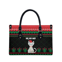 Christmas Cat Leather Bag with Grumpy Cat in Santa Hat Holiday Lights - Wonder Print Shop