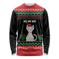 Christmas Cat Long Sleeve Shirt with Grumpy Cat in Santa Hat Holiday Lights - Wonder Print Shop