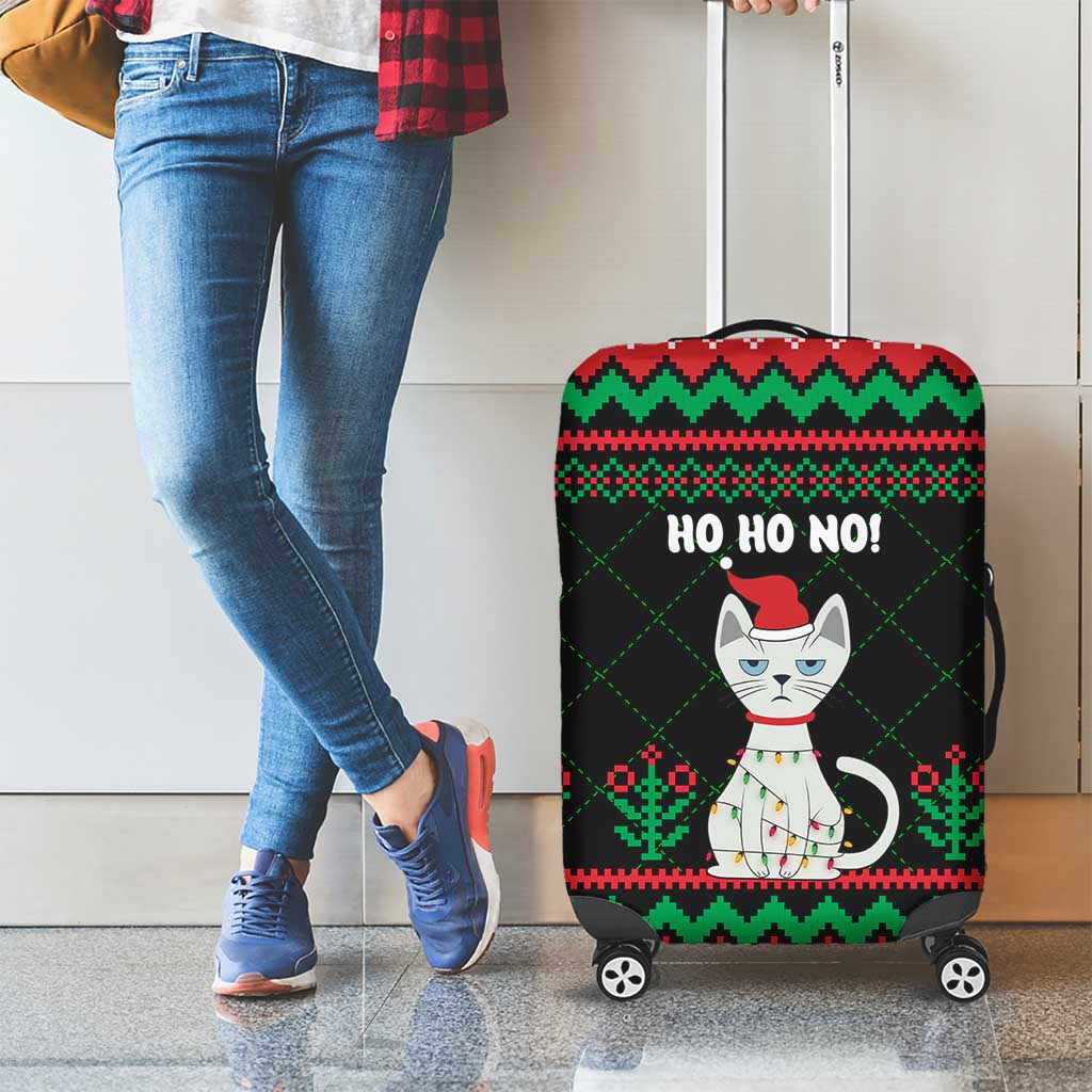 Christmas Cat Luggage Cover with Grumpy Cat in Santa Hat Holiday Lights - Wonder Print Shop