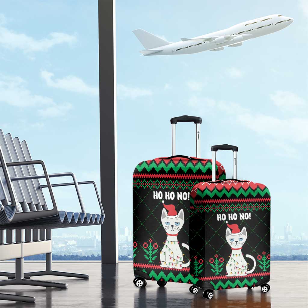 Christmas Cat Luggage Cover with Grumpy Cat in Santa Hat Holiday Lights - Wonder Print Shop