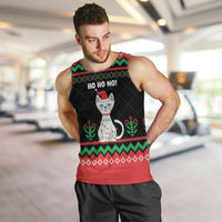 Christmas Cat Men Tank Top with Grumpy Cat in Santa Hat Holiday Lights - Wonder Print Shop