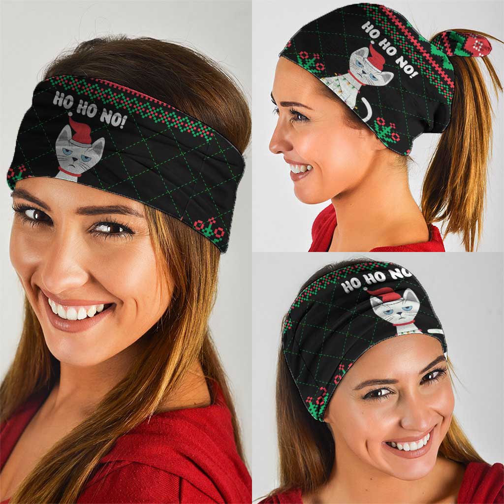 Christmas Cat Neck Gaiter with Grumpy Cat in Santa Hat Holiday Lights - Wonder Print Shop