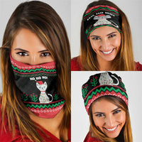 Christmas Cat Neck Gaiter with Grumpy Cat in Santa Hat Holiday Lights - Wonder Print Shop