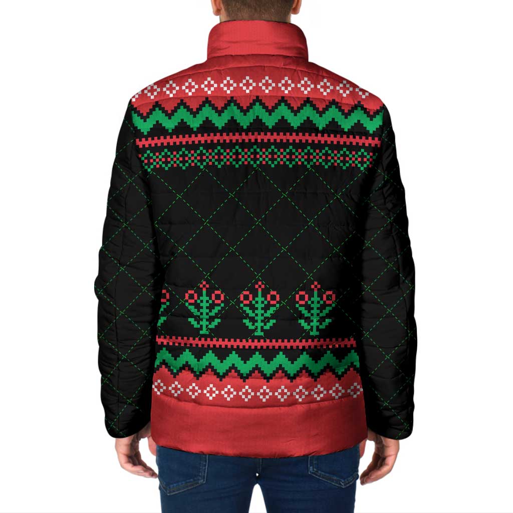 Christmas Cat Padded Jacket with Grumpy Cat in Santa Hat Holiday Lights - Wonder Print Shop