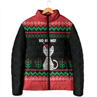 Christmas Cat Padded Jacket with Grumpy Cat in Santa Hat Holiday Lights - Wonder Print Shop