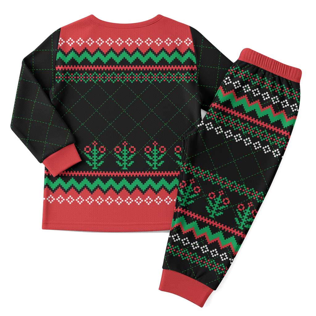 Christmas Cat Christmas Pajama Set with Grumpy Cat in Santa Hat Holiday Lights - Wonder Print Shop