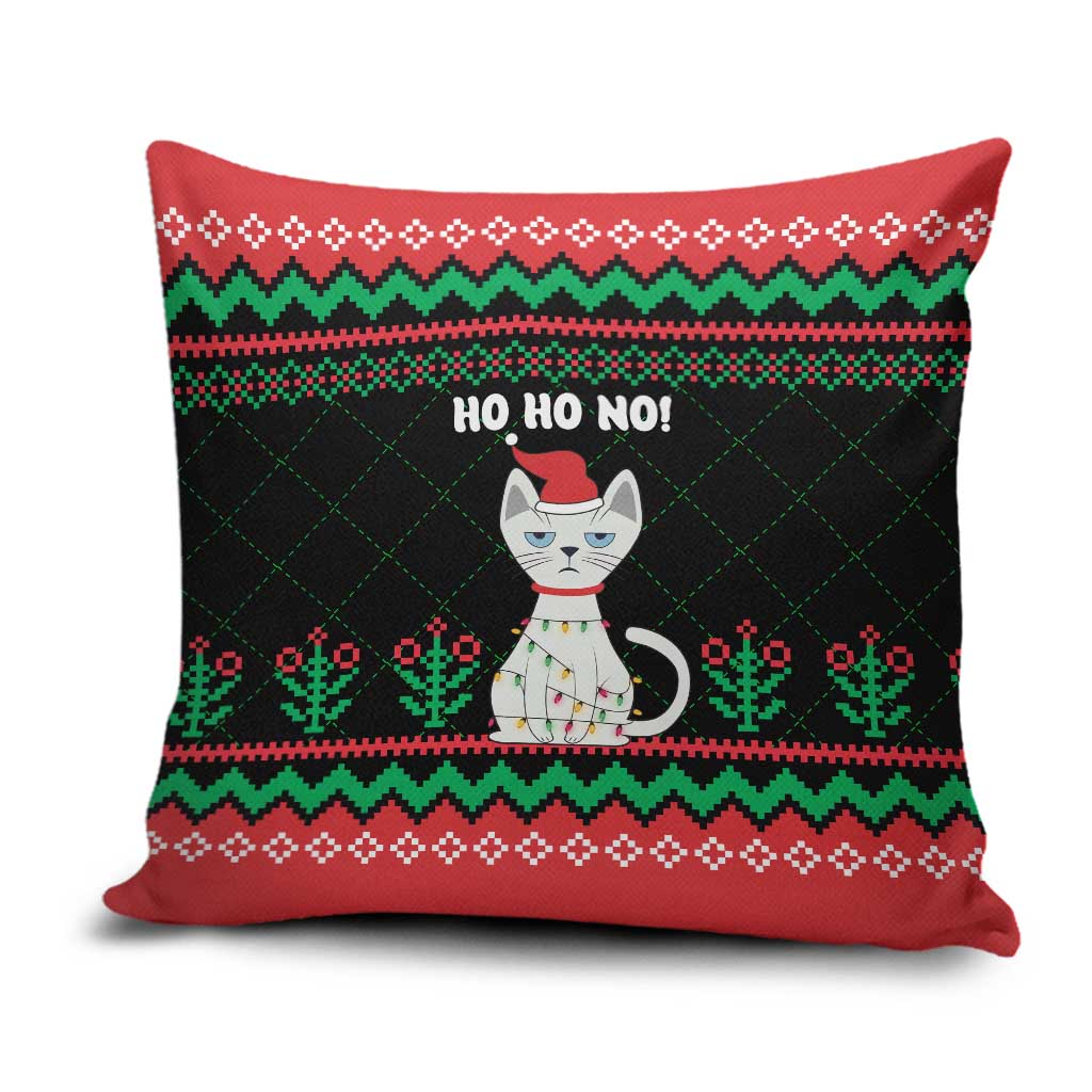 Christmas Cat Pillow Cover with Grumpy Cat in Santa Hat Holiday Lights - Wonder Print Shop