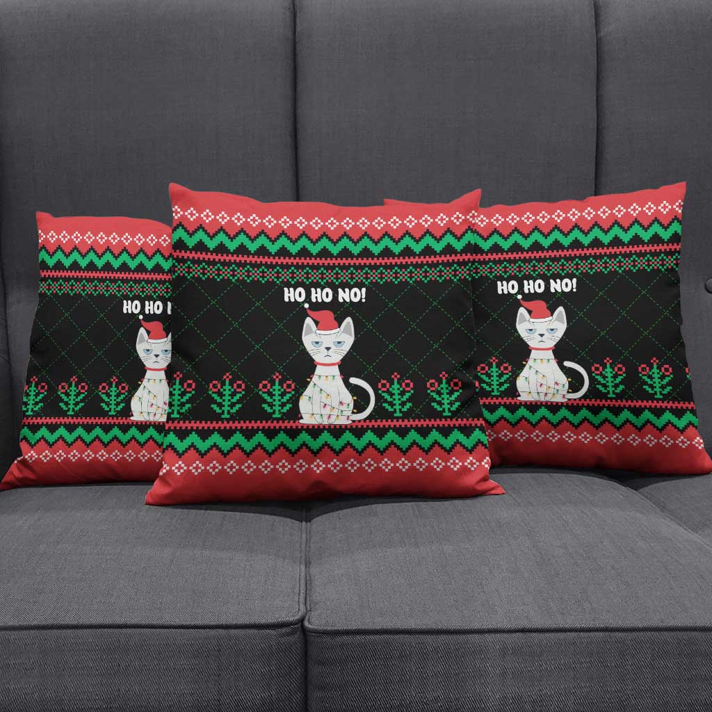 Christmas Cat Pillow Cover with Grumpy Cat in Santa Hat Holiday Lights - Wonder Print Shop