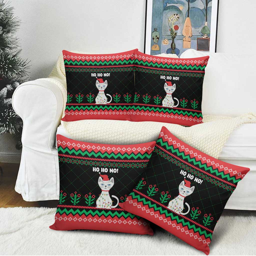 Christmas Cat Pillow Cover with Grumpy Cat in Santa Hat Holiday Lights - Wonder Print Shop