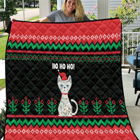 Christmas Cat Quilt with Grumpy Cat in Santa Hat Holiday Lights - Wonder Print Shop