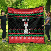 Christmas Cat Quilt with Grumpy Cat in Santa Hat Holiday Lights - Wonder Print Shop
