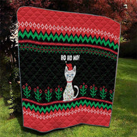 Christmas Cat Quilt with Grumpy Cat in Santa Hat Holiday Lights - Wonder Print Shop