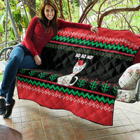 Christmas Cat Quilt with Grumpy Cat in Santa Hat Holiday Lights - Wonder Print Shop