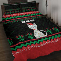 Christmas Cat Quilt Bed Set with Grumpy Cat in Santa Hat Holiday Lights - Wonder Print Shop