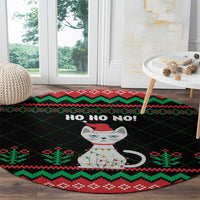 Christmas Cat Round Carpet with Grumpy Cat in Santa Hat Holiday Lights - Wonder Print Shop