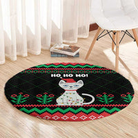 Christmas Cat Round Carpet with Grumpy Cat in Santa Hat Holiday Lights - Wonder Print Shop