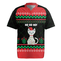 Christmas Cat Rugby Jersey with Grumpy Cat in Santa Hat Holiday Lights - Wonder Print Shop