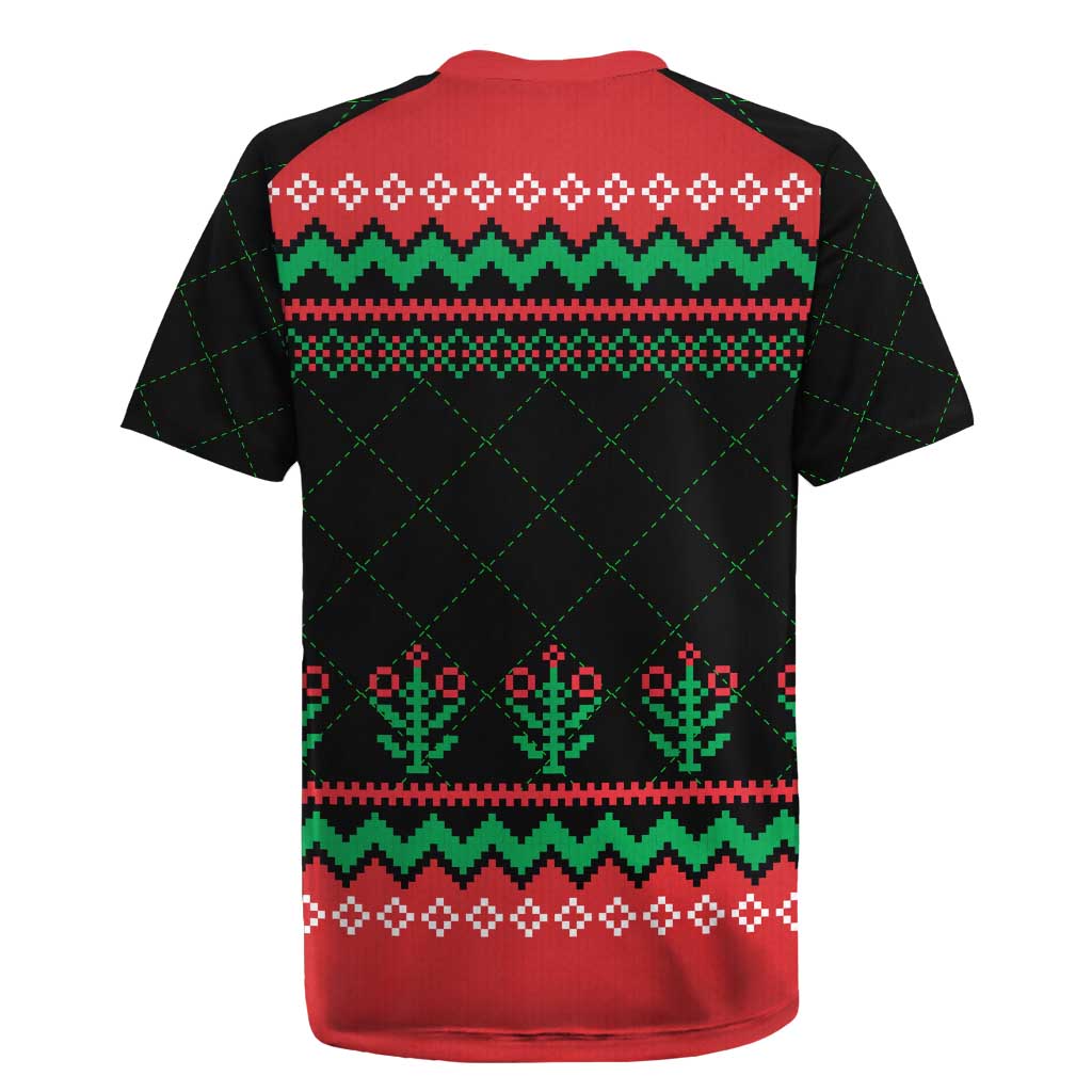 Christmas Cat Rugby Jersey with Grumpy Cat in Santa Hat Holiday Lights - Wonder Print Shop