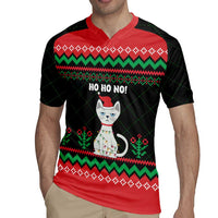 Christmas Cat Rugby Jersey with Grumpy Cat in Santa Hat Holiday Lights - Wonder Print Shop
