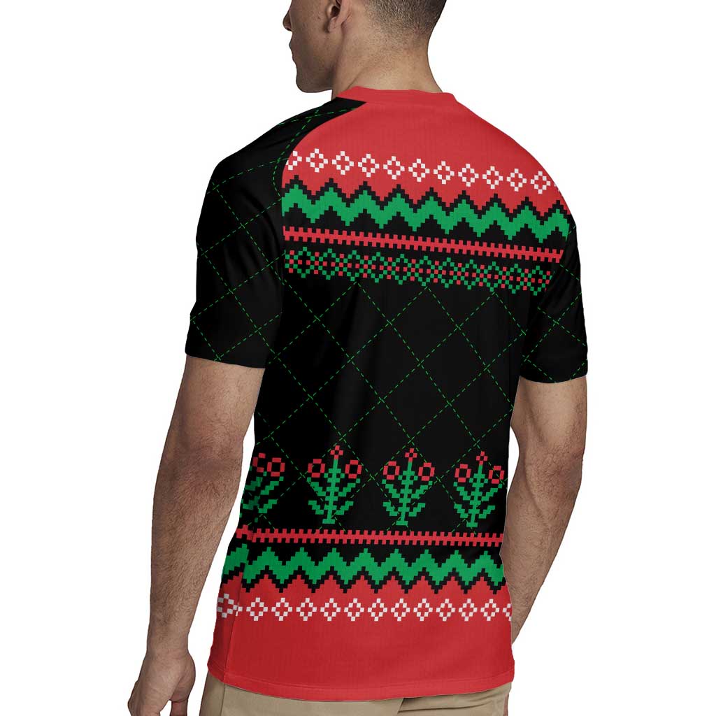Christmas Cat Rugby Jersey with Grumpy Cat in Santa Hat Holiday Lights - Wonder Print Shop