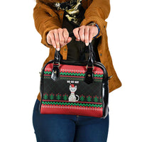 Christmas Cat Shoulder Handbag with Grumpy Cat in Santa Hat Holiday Lights - Wonder Print Shop