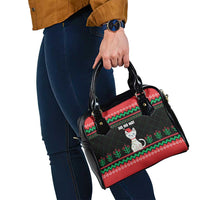 Christmas Cat Shoulder Handbag with Grumpy Cat in Santa Hat Holiday Lights - Wonder Print Shop