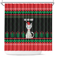 Christmas Cat Shower Curtain with Grumpy Cat in Santa Hat Holiday Lights - Wonder Print Shop