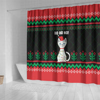 Christmas Cat Shower Curtain with Grumpy Cat in Santa Hat Holiday Lights - Wonder Print Shop