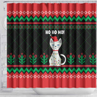 Christmas Cat Shower Curtain with Grumpy Cat in Santa Hat Holiday Lights - Wonder Print Shop