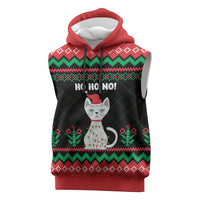 Christmas Cat Sleeveless Hoodie with Grumpy Cat in Santa Hat Holiday Lights - Wonder Print Shop