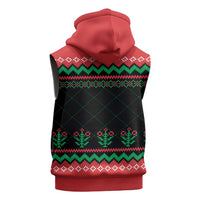 Christmas Cat Sleeveless Hoodie with Grumpy Cat in Santa Hat Holiday Lights - Wonder Print Shop