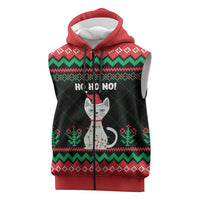 Christmas Cat Sleeveless Zip Hoodie with Grumpy Cat in Santa Hat Holiday Lights - Wonder Print Shop