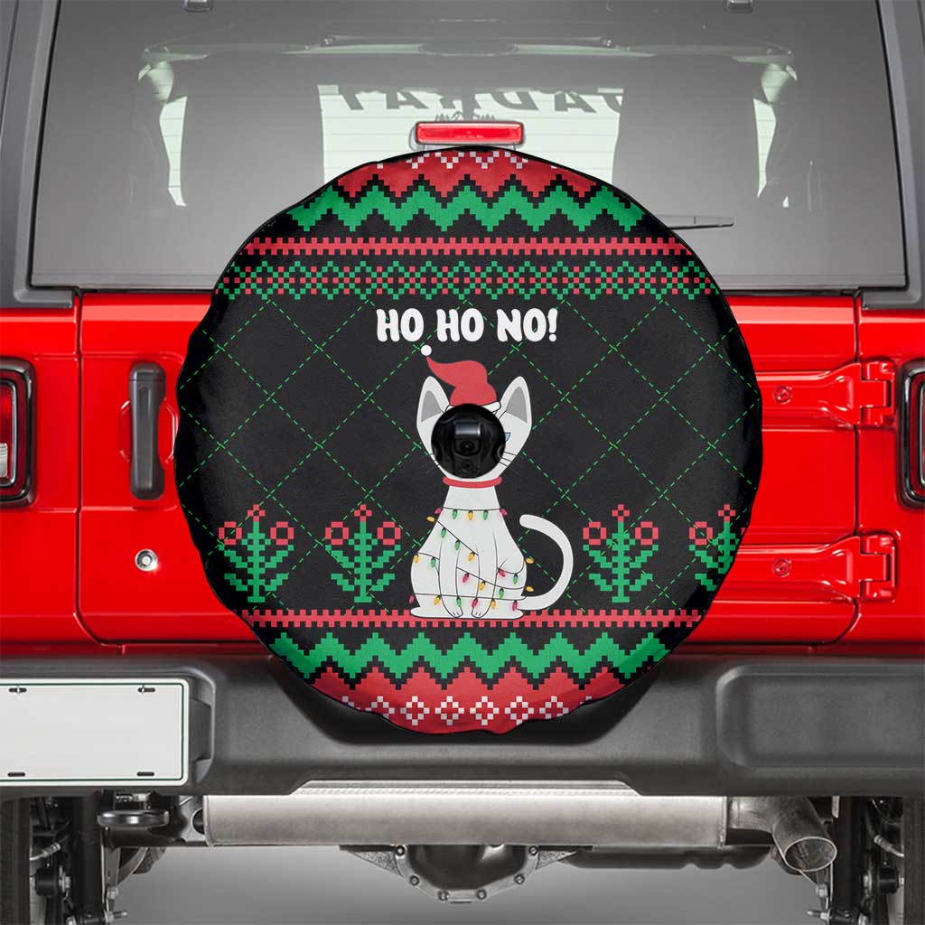 Christmas Cat Spare Tire Cover with Grumpy Cat in Santa Hat Holiday Lights - Wonder Print Shop