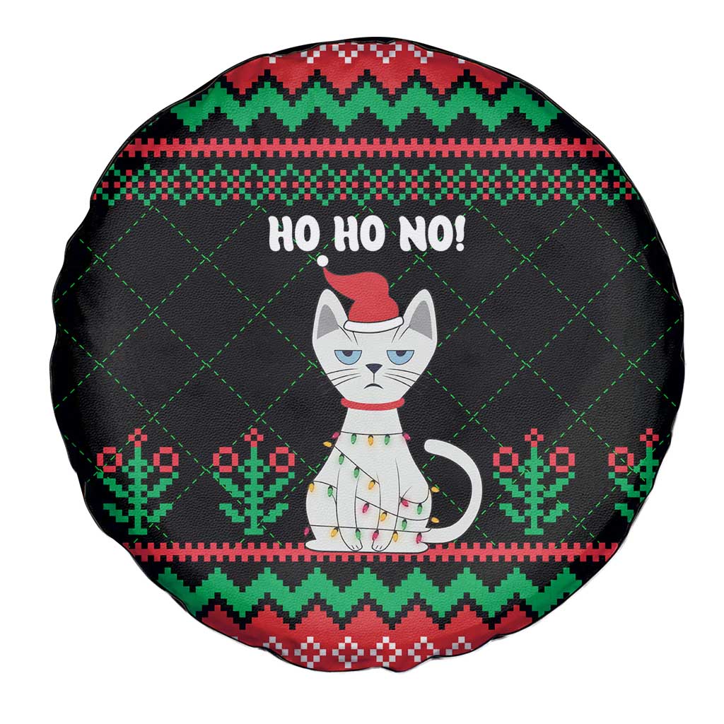 Christmas Cat Spare Tire Cover with Grumpy Cat in Santa Hat Holiday Lights - Wonder Print Shop