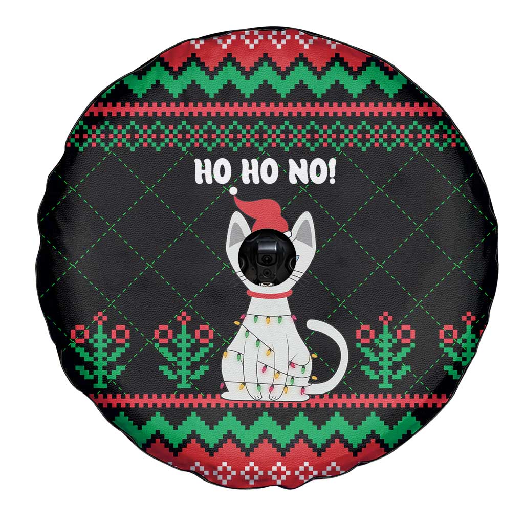 Christmas Cat Spare Tire Cover with Grumpy Cat in Santa Hat Holiday Lights - Wonder Print Shop
