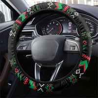 Christmas Cat Steering Wheel Cover with Grumpy Cat in Santa Hat Holiday Lights - Wonder Print Shop