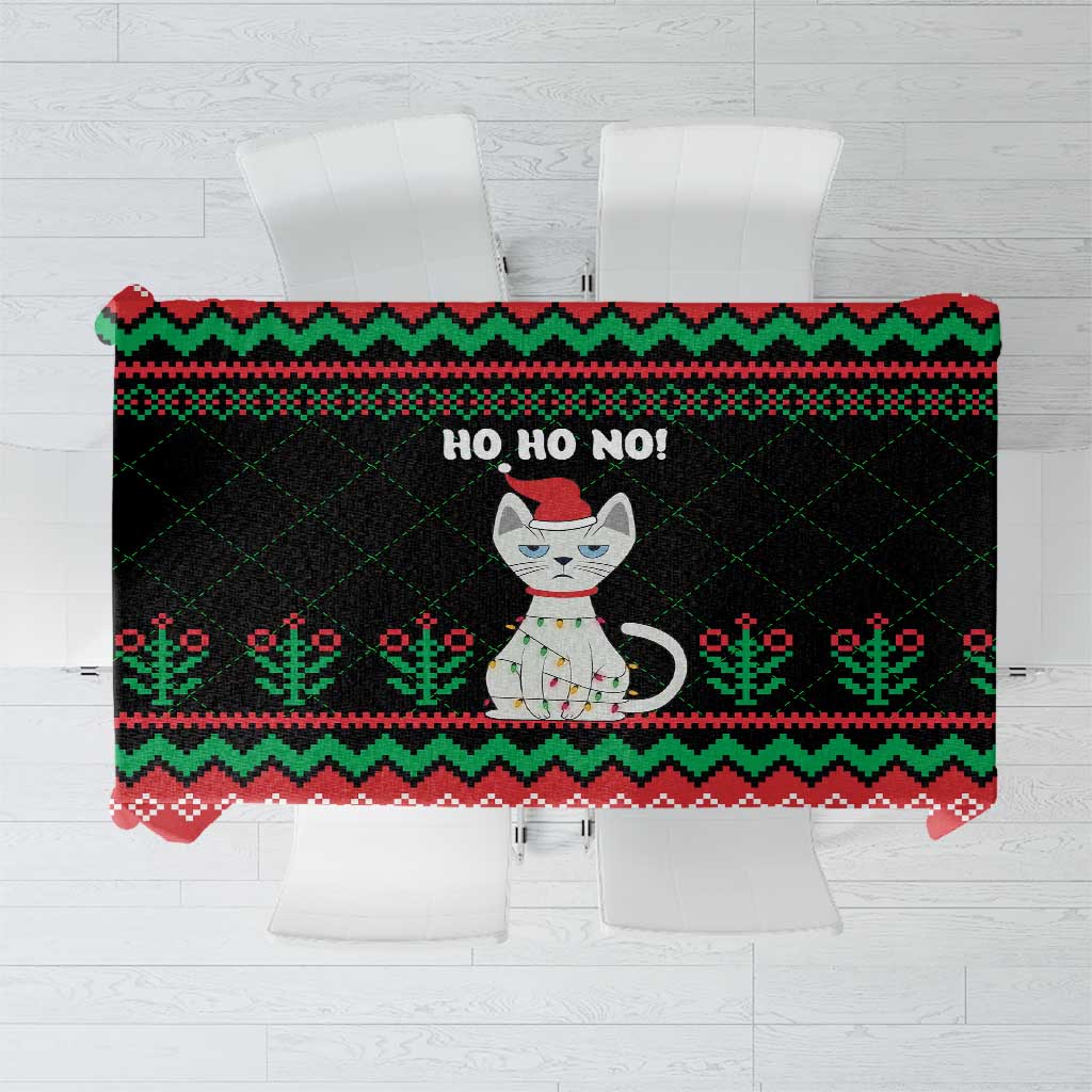 Christmas Cat Tablecloth with Grumpy Cat in Santa Hat Holiday Lights - Wonder Print Shop