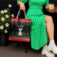 Christmas Cat Tote Bag with Grumpy Cat in Santa Hat Holiday Lights - Wonder Print Shop