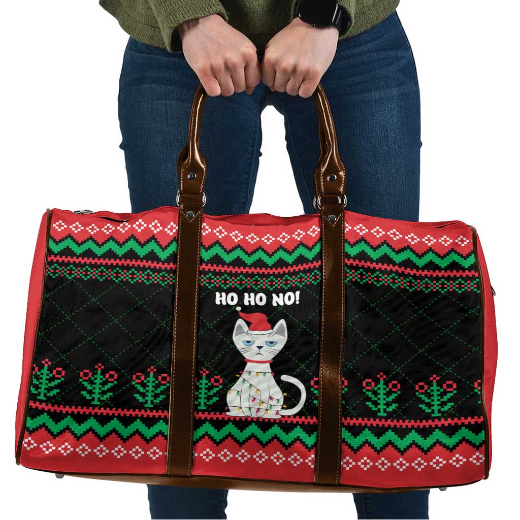 Christmas Cat Travel Bag with Grumpy Cat in Santa Hat Holiday Lights - Wonder Print Shop