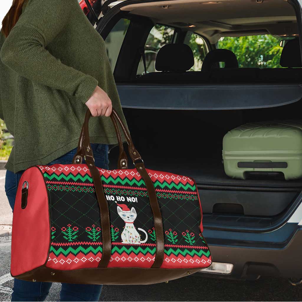Christmas Cat Travel Bag with Grumpy Cat in Santa Hat Holiday Lights - Wonder Print Shop